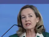 La vicepresidenta primera y ministra de Asuntos Económicos, Nadia Calviño, interviene en el foro Spain Investors Day.