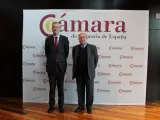 El gobernador del Banco de España, Pablo Hernández de Cos, y el presidente de la Cámara de Comercio de España, José Luis Bonet. CÁMARA DE ESPAÑA 20/1/2023