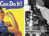 Cartel de la Segunda Guerra Mundial 'We can do it!' y la foto original de Naomi Parker