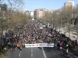 Vista de una de las cabeceras de la manifestaci&oacute;n en defensa de la sanidad p&uacute;blica convocada este domingo en Madrid.