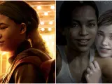 Stormy Reid como Riley en 'The Last of Us' y una imagen del DLC 'Left Behind'.