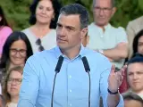 El presidente del Gobierno, Pedro Sánchez, en un acto del PSOE en Segovia.