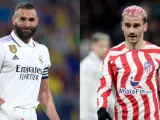 Benzema y Antoine Griezmann en sus respectivos compromisos de LaLiga