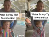 Una instructora de natación advierte del peligro de envolver a un niño con una toalla.