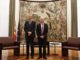 El gobernador del Banco de España, Pablo Hernández de Cos, y el presidente de la Fed, Jerome Powell