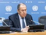 El ministro de Exteriores de Rusia, Serguéi Lavrov, en una imagen de archivo de una rueda de prensa en la sede de la ONU.