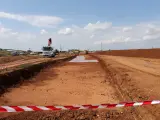 Obras de construcción de la línea 3 del metro de Sevilla.