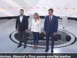 Santiago Abascal, Yolanda D&iacute;az y Pedro S&aacute;nchez.