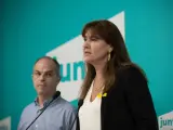 La presidenta del Parlament, Laura Borràs, comparece junto a el secretario general de Junts Per Catalunya (JxCat), Jordi Turull