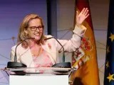 La vicepresidenta primera del Gobierno, Nadia Calviño, interviene en la apertura del X Aniversario de la European Long Term