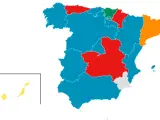 Mapa de los gobiernos regionales tras las elecciones del 28M.