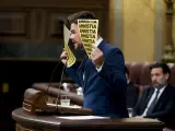 Gabriel Rufián, portavoz de ERC en el Congreso, durante el debate de investidura.