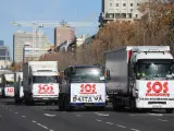 Protesta de camioneros por Madrid en 2021.