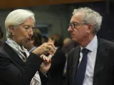 La presidenta del BCE, Christine Lagarde, y el director gerente del Mecanismo Europeo de Estabilidad, Pierre Gramegna.