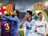 Celebraciones de FC Barcelona y Real Madrid en el Cl&aacute;sico.