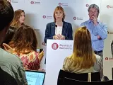 La presidenta de la diputaci&oacute;n de Barcelona, Llu&iuml;sa Moret, en la rueda de prensa.