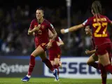 Jennifer Hermoso celebra el gol de la victoria ante Italia.