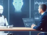Imagen representativa de una inteligencia artificial haciendo una entrevista de trabajo.