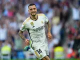 Joselu Mato en un partido con el Real Madrid.