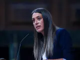 La diputada y portavoz de Junts, Miriam Nogueras, durante la primera sesión del debate de investidura de Pedro Sánchez