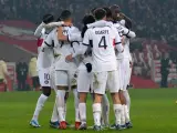 El PSG celebra un gol.