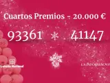41147, segundo cuarto premio de la Loter&iacute;a de Navidad con 20.000 euros
