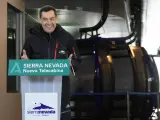 El presidente de la Junta de Andalucía, Juanma Moreno, durante una intervención en Sierra Nevada.
