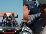 Carlos Sainz festeja con su hijo y equipo tras ganar el Rally Dakar 2024