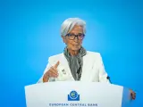 Lagarde, de blanco en la primera reuni&oacute;n del BCE en 2024.