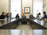 El presidente de la Generalitat, Pere Aragon&eacute;s durante la reuni&oacute;n de la Comisi&oacute;n Interdepartamental para la Sequ&iacute;a.