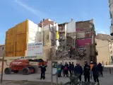 Imagen del estado en el que ha quedado el edificio que se ha derrumbado en Lleida.