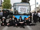 Protesta de ultraortodoxos en Jerusalén.