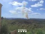 Imagen del fuego desde el término municipal de Horta de Sant Joan en Tarragona.