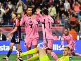 Luis Suárez y Leo Messi en un partido en el Inter Miami.