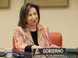 La ministra de Defensa, Margarita Robles, comparece durante la Comisión Mixta de Seguridad Nacional.