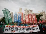 Vista de la manifestaci&oacute;n convocada por las organizaciones sindicales de la Mesa Sectorial de Educaci&oacute;n en Madrid.