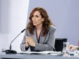 La ministra de Sanidad, Mónica García, durante una rueda de prensa posterior a la reunión del Consejo de Ministros, a 14 de mayo de 2024, en Madrid (España).