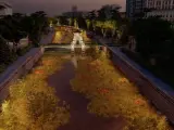 Recreaci&oacute;n del proyecto de iluminaci&oacute;n del r&iacute;o Manzanares a la altura de la presa 6.