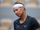 Rafa Nadal durante un entrenamiento para Roland Garros.
