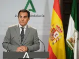 El consejero andaluz de Justicia, Administración Local y Función Pública, José Antonio Nieto, durante una rueda de prensa.