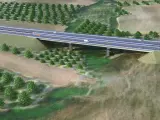 Recreación del viaducto que se contempla en el tramo Valencia-Salteras de la SE-40.