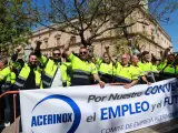 Los trabajadores de Acerinox acamparán durante seis días en el centro de Algecira