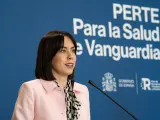 La ministra de Ciencia, Innovaci&oacute;n y Universidades, Diana Morant, ofrece una rueda de prensa tras la reuni&oacute;n de la Alianza Salud de Vanguardia, a 30 de mayo de 2024, en Madrid (Espa&ntilde;a).