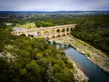 Vista a&eacute;rea del Pont du Gard, Francia.