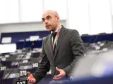 El eurodiputado de Vox, Jorge Buxadé, en una sesión plenaria del Parlamento Europeo. EP Plenary session - False and Authentic Documents Online (FADO) system