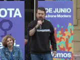 Pablo Iglesias durante un mitin de Podemos este domingo en Bilbao.