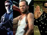 Imágenes de 'Terminator 2', 'Jungla de cristal: La venganza' y 'Matrix'.