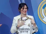 Isabel Díaz Ayuso en la recepción con motivo de la victoria del Real Madrid en la final de la Champions League