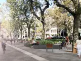 Recreación de la futura reforma de los Jardinets de Gràcia de Barcelona.