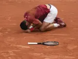 Novak Djokovic, durante su partido ante Francisco Cerundolo en Roland Garros.